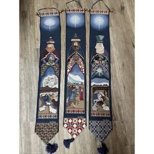Jim Shore Three Kings Tapestry Bell Pulls Wall Hanging Wise Men 41” Set Of 3